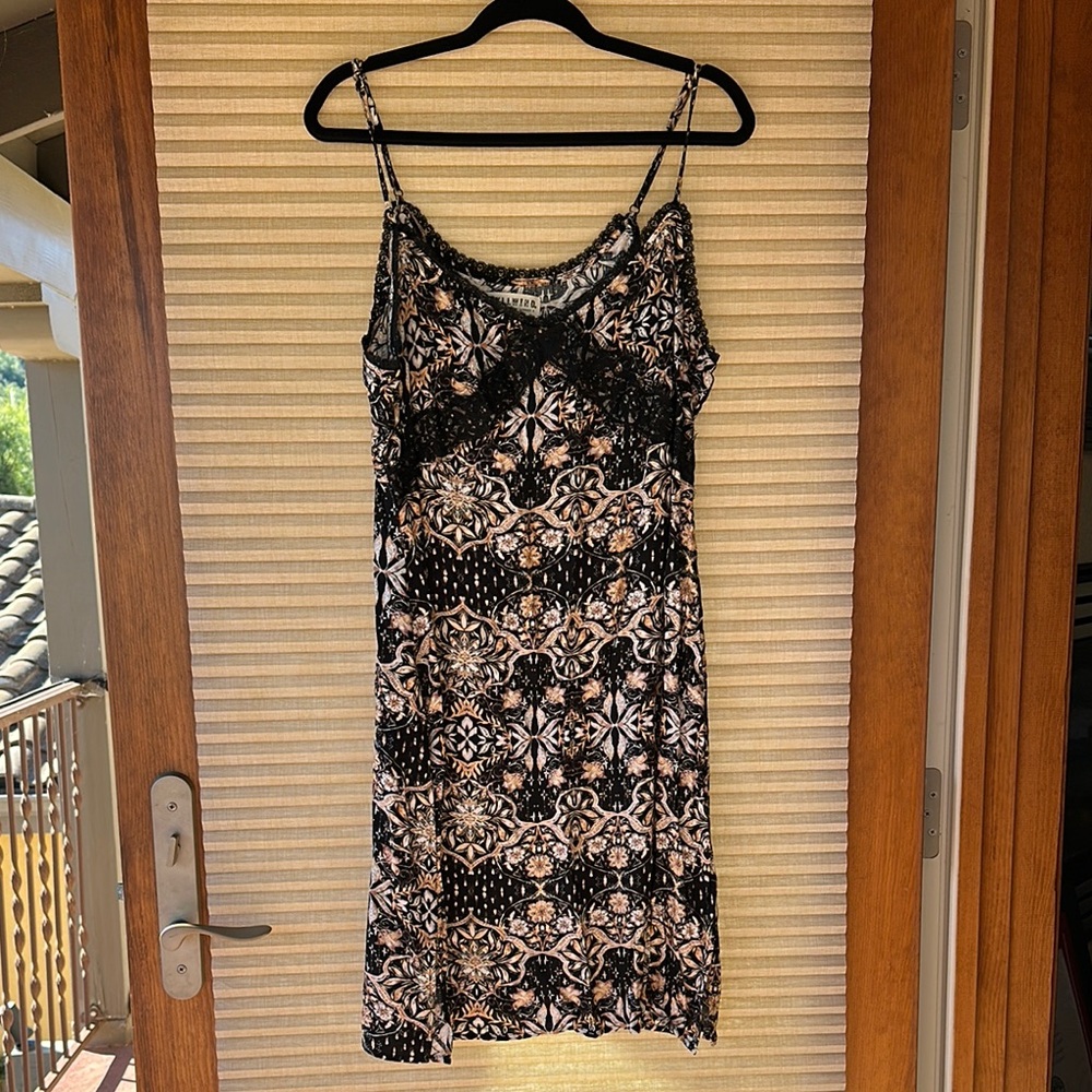 Idyllwind Black and Tan Floral Dress Size XL